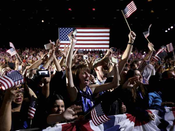 Supporters cheer Obama