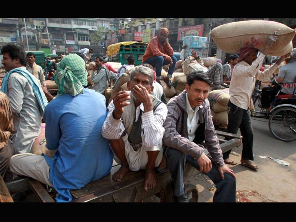 A view of Chandni Chawk during a strike
