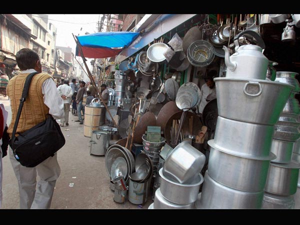 A view of Chandni Chowk market during a strike