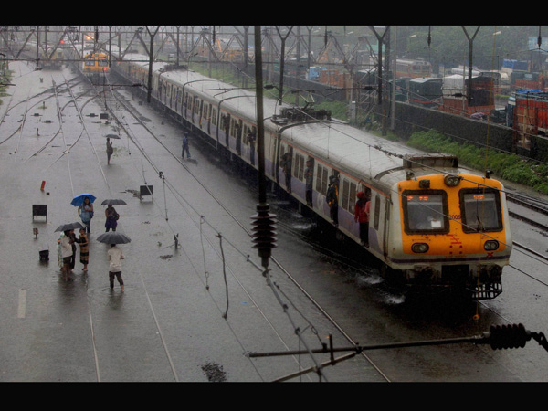 Water-logged railway tracks