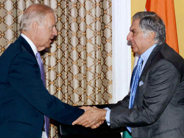 Ratan Tata greets US Vice President Joe Biden