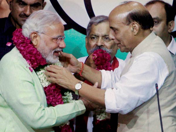 Rajnath Singh greets Modi