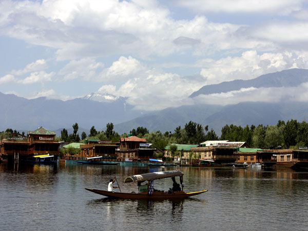 A view of shikaras on Dal Lake in Srinagar