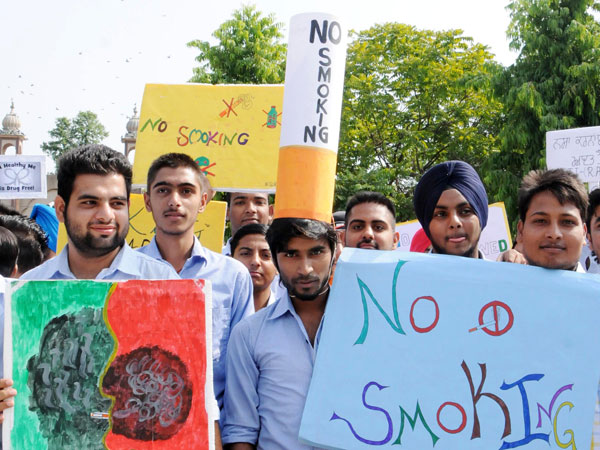Engineering students participate in an anti-drug rally