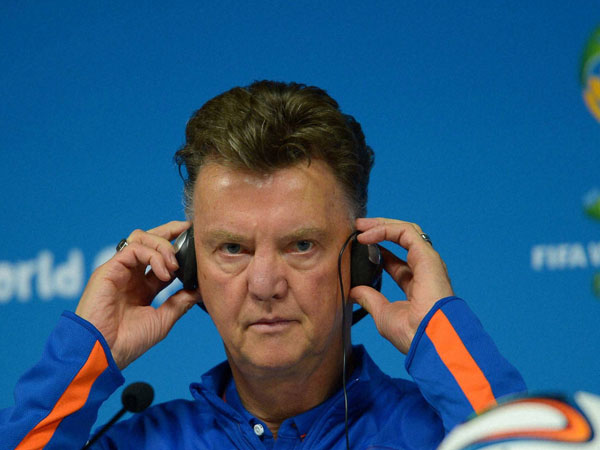 Netherlands coach Louis van Gaal attends an official press conference