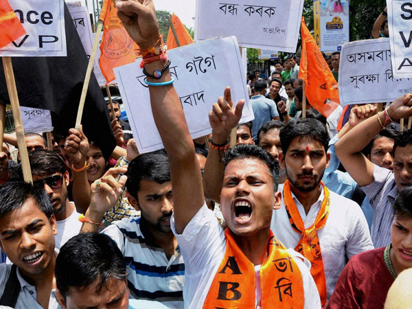 Security personnel try to stop activist