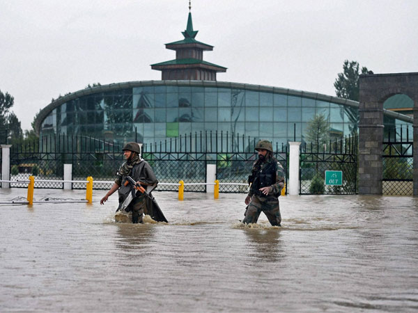 In knee-deep water