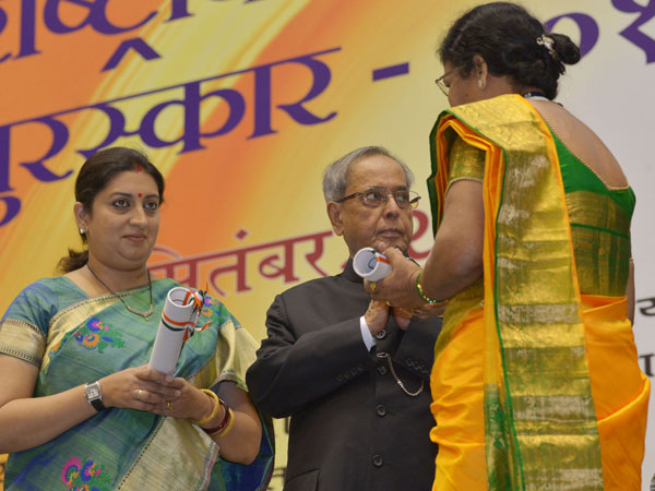 Prez with Union HRD Minister Smriti Irani