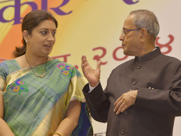 Prez with Union HRD Minister Smriti Irani