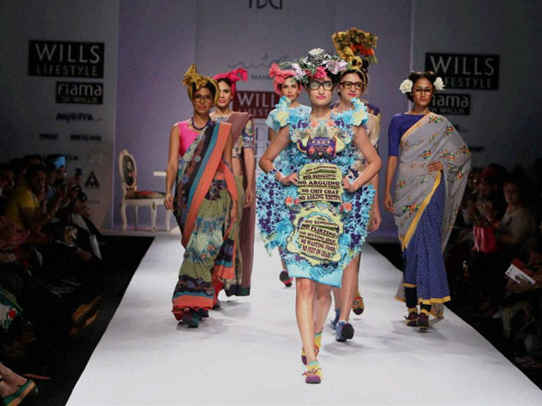 Models walk the ramp at Wills Lifestyle India Fashion Week