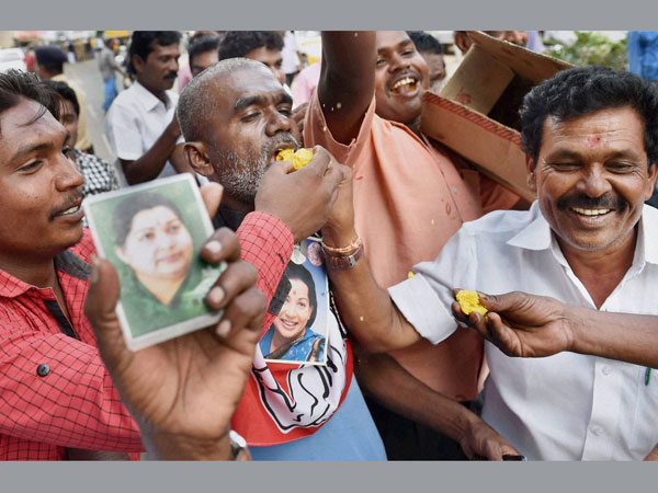 Jayalalitha's supporters celebrate