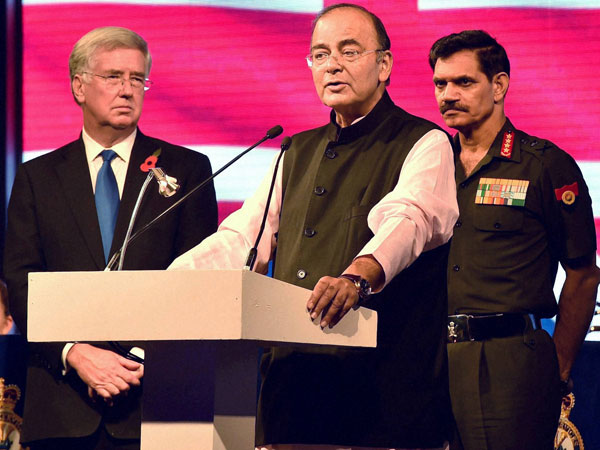 Union Defence Minister Arun Jaitley with UK Secretary of State for Defence