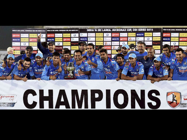 Indian players with the trophy after the win in Ranchi Indian players with the trophy after the win in Ranchi