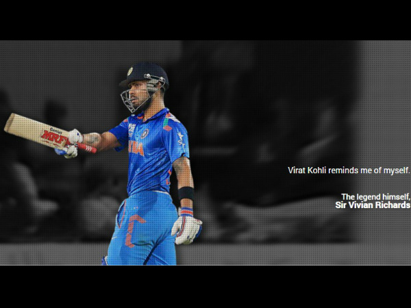 Screenshot of Virat Kohli website's home page Screenshot of Virat Kohli website's home page