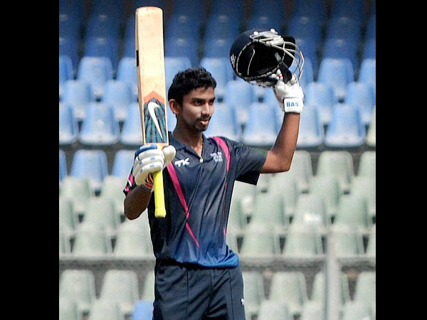 South Zone's Baba Aparajith celebrates his century against Central Zone South Zone's Baba Aparajith celebrates his century against Central Zone