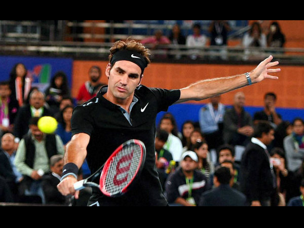 Federer in action for Indian Aces Federer in action for Indian Aces