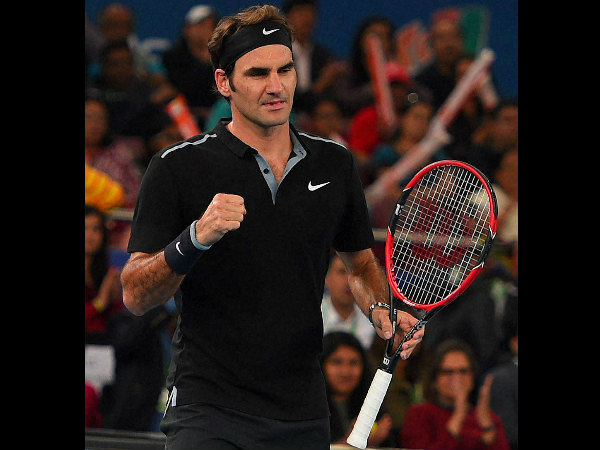 Federer during his match in Delhi Federer during his match in Delhi