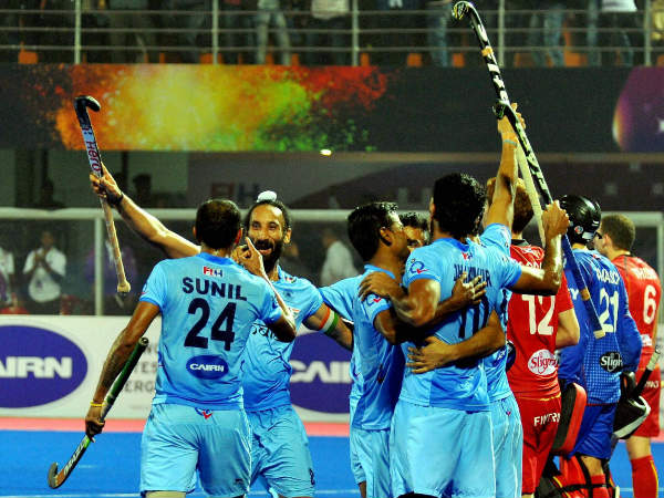 Indian players celebrate a goal against Belgium in the quarter-finals Indian players celebrate a goal against Belgium in the quarter-finals