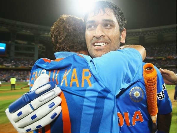 File photo: Dhoni hugs Sachin Tendulkar after winning the World Cup in 2011 in Mumbai File photo: Dhoni hugs Sachin Tendulkar after winning the World Cup in 2011 in Mumbai