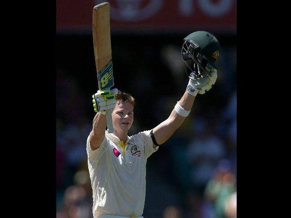 Smith celebrates his 4th ton of the series Smith celebrates his 4th ton of the series
