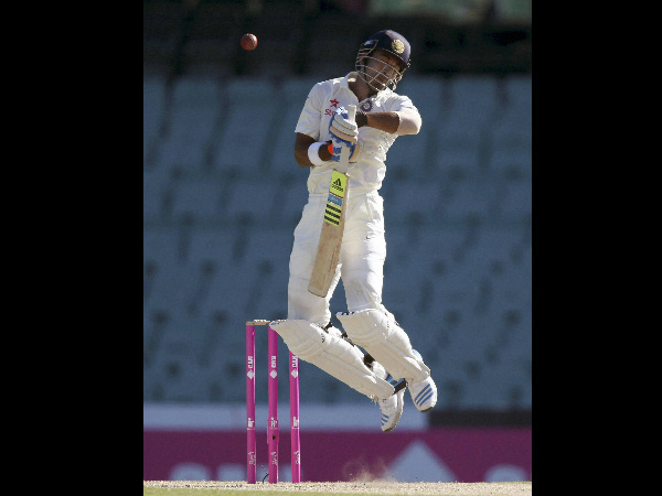 Rahul jumps to avoid a bouncer from Starc Rahul jumps to avoid a bouncer from Starc