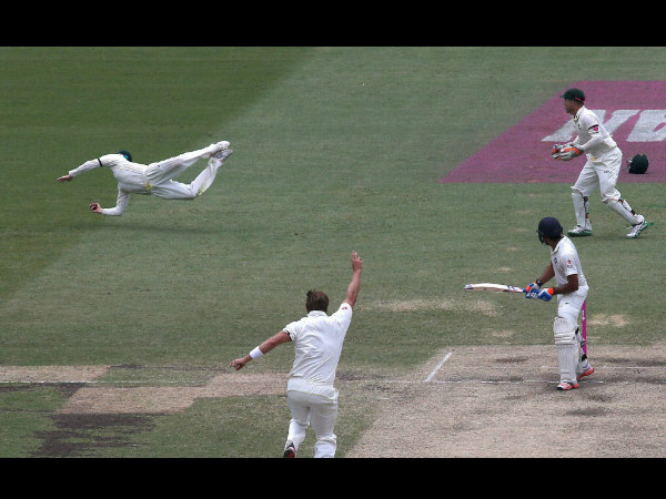Smith (left) takes a stunning catch to dismiss Rohit Smith (left) takes a stunning catch to dismiss Rohit