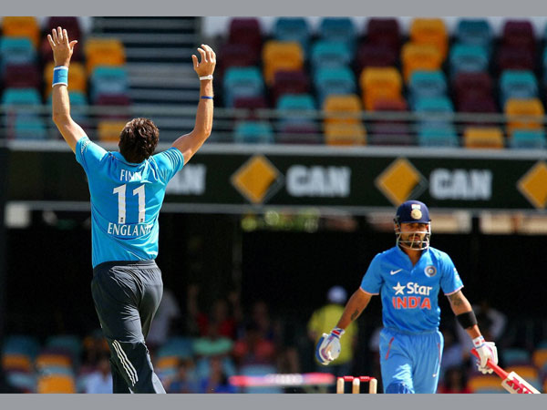 Steven Finn celebrates after taking the wicket of Kohli Steven Finn celebrates after taking the wicket of Kohli