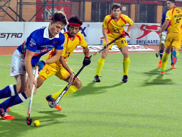 Ranchi Rays and Dabang Mumbai Hockey players in action during their HIL match in Ranchi Ranchi Rays and Dabang Mumbai Hockey players in action during their HIL match in Ranchi