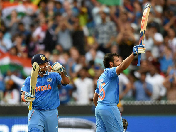 Rohit Sharma celebrates after scoring century against Bangladesh Rohit Sharma celebrates after scoring century against Bangladesh