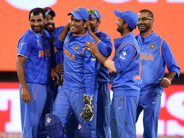 Indian players celebrate a Bangladesh wicket Indian players celebrate a Bangladesh wicket