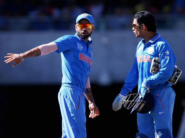 Kohli (left) and Dhoni during the semi-final Kohli (left) and Dhoni during the semi-final