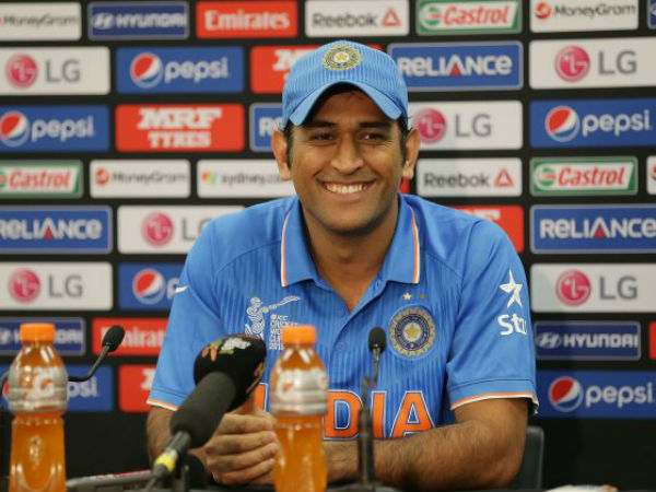 Dhoni speaks to the media after the semi-final loss. Photo: ICC Dhoni speaks to the media after the semi-final loss. Photo: ICC