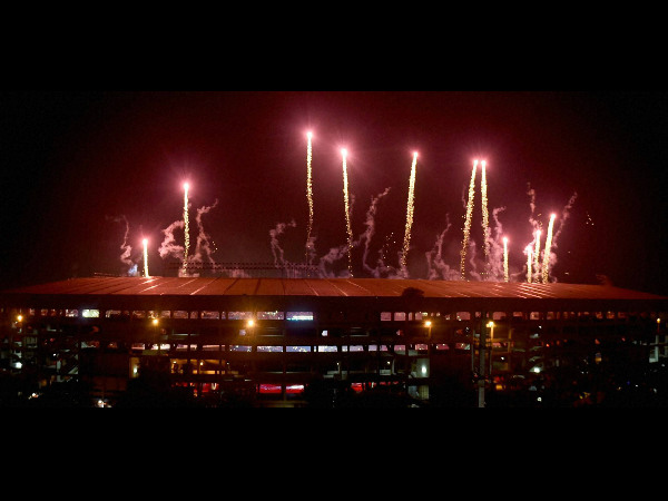 Fireworks explode at the Salt Lake Stadium during the IPL 2015 opening night in Kolkata on Tuesday Fireworks explode at the Salt Lake Stadium during the IPL 2015 opening night in Kolkata on Tuesday