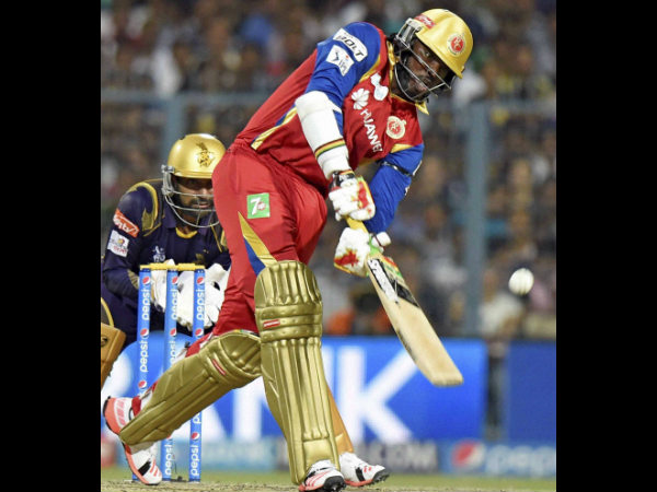 Gayle plays a shot en route to his 96 Gayle plays a shot en route to his 96