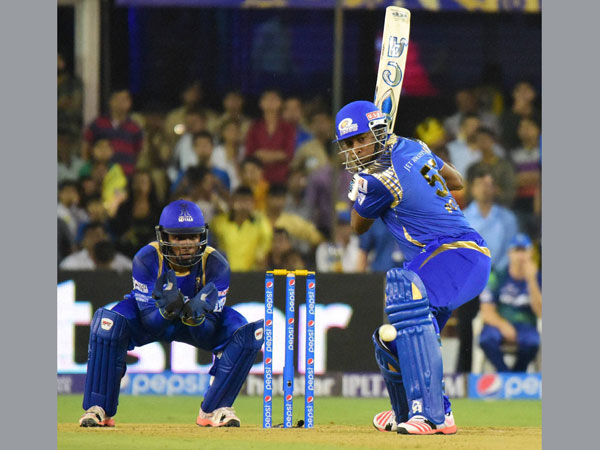 Pollard pictured during his innings against RR last night Pollard pictured during his innings against RR last night