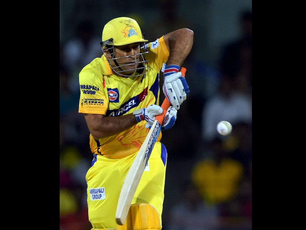 Dhoni plays a shot against KKR Dhoni plays a shot against KKR