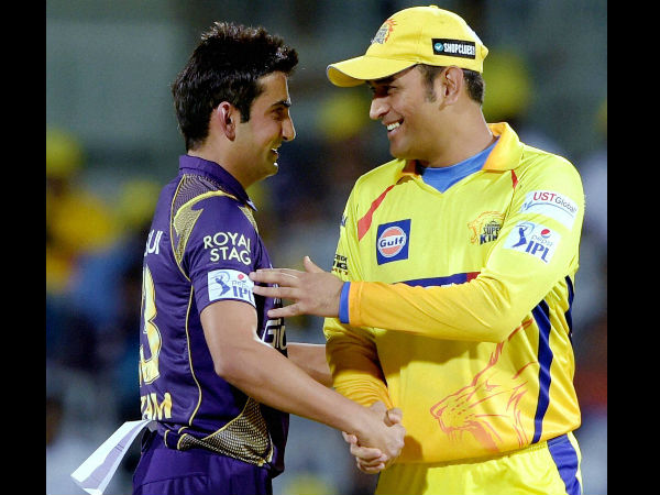 Gambhir and Dhoni during their previous match on Tuesday in Chennai Gambhir and Dhoni during their previous match on Tuesday in Chennai