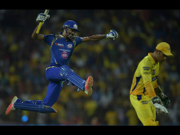 Pandya (left) celebrates the win against CSK Pandya (left) celebrates the win against CSK
