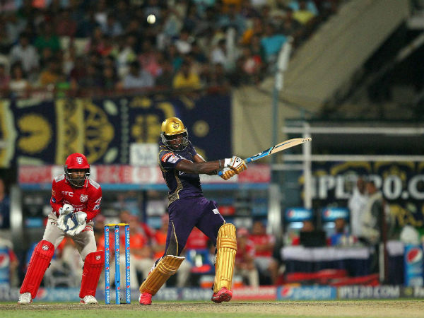 Andre Russell plays a shot against KXIP Andre Russell plays a shot against KXIP