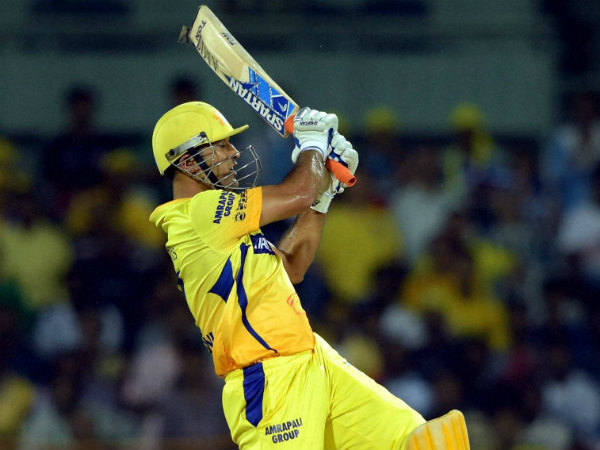 MS Dhoni plays a shot against RR MS Dhoni plays a shot against RR