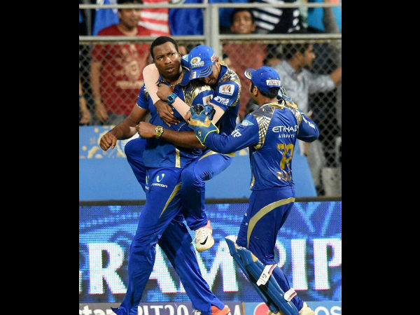 Pollard (left) and his team-mates celebrate the win Pollard (left) and his team-mates celebrate the win