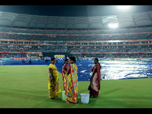 Hyderabad's Rajiv Gandhi International Stadium is covered due to rain during IPL 2015 match between RCB and SRH Hyderabad's Rajiv Gandhi International Stadium is covered due to rain during IPL 2015 match between RCB and SRH