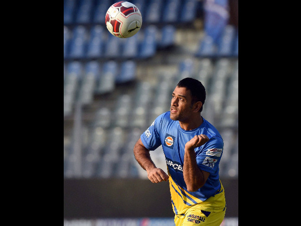 A bit of football for CSK captain MS Dhoni ahead of the big game A bit of football for CSK captain MS Dhoni ahead of the big game