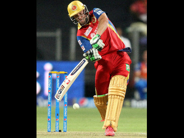 AB de Villiers plays a shot against RR during the Eliminator AB de Villiers plays a shot against RR during the Eliminator