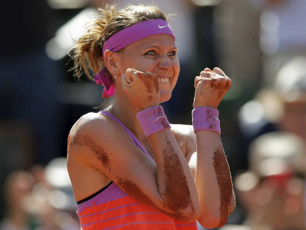 Lucie Safarova celebrates after winning her semifinal Lucie Safarova celebrates after winning her semifinal