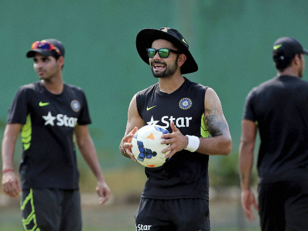 India's Test captain Virat Kohli (centre) during a training session India's Test captain Virat Kohli (centre) during a training session