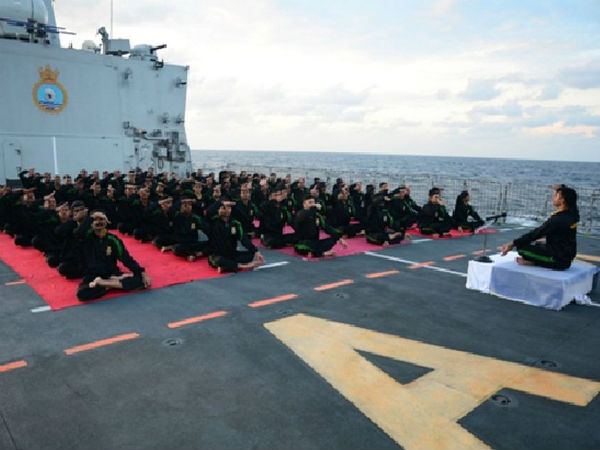 Yoga Day fever grips naval ship decks Yoga Day fever grips naval ship decks