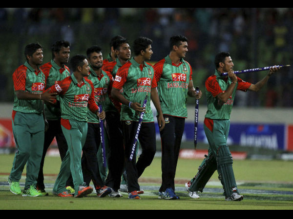 Bangladesh players celebrate their win Bangladesh players celebrate their win