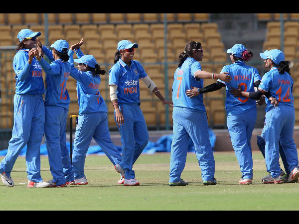 File photo: Indian women celebrate after winning the 1st ODI against New Zealand at Chinnaswamy stadium in Bengaluru on Sunday File photo: Indian women celebrate after winning the 1st ODI against New Zealand at Chinnaswamy stadium in Bengaluru on Sunday