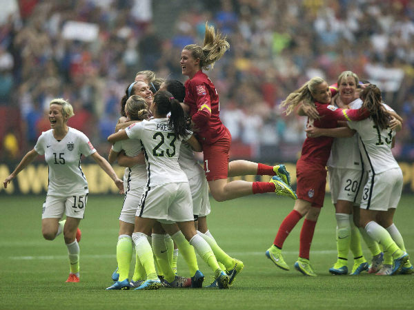 The winning moment for US players The winning moment for US players